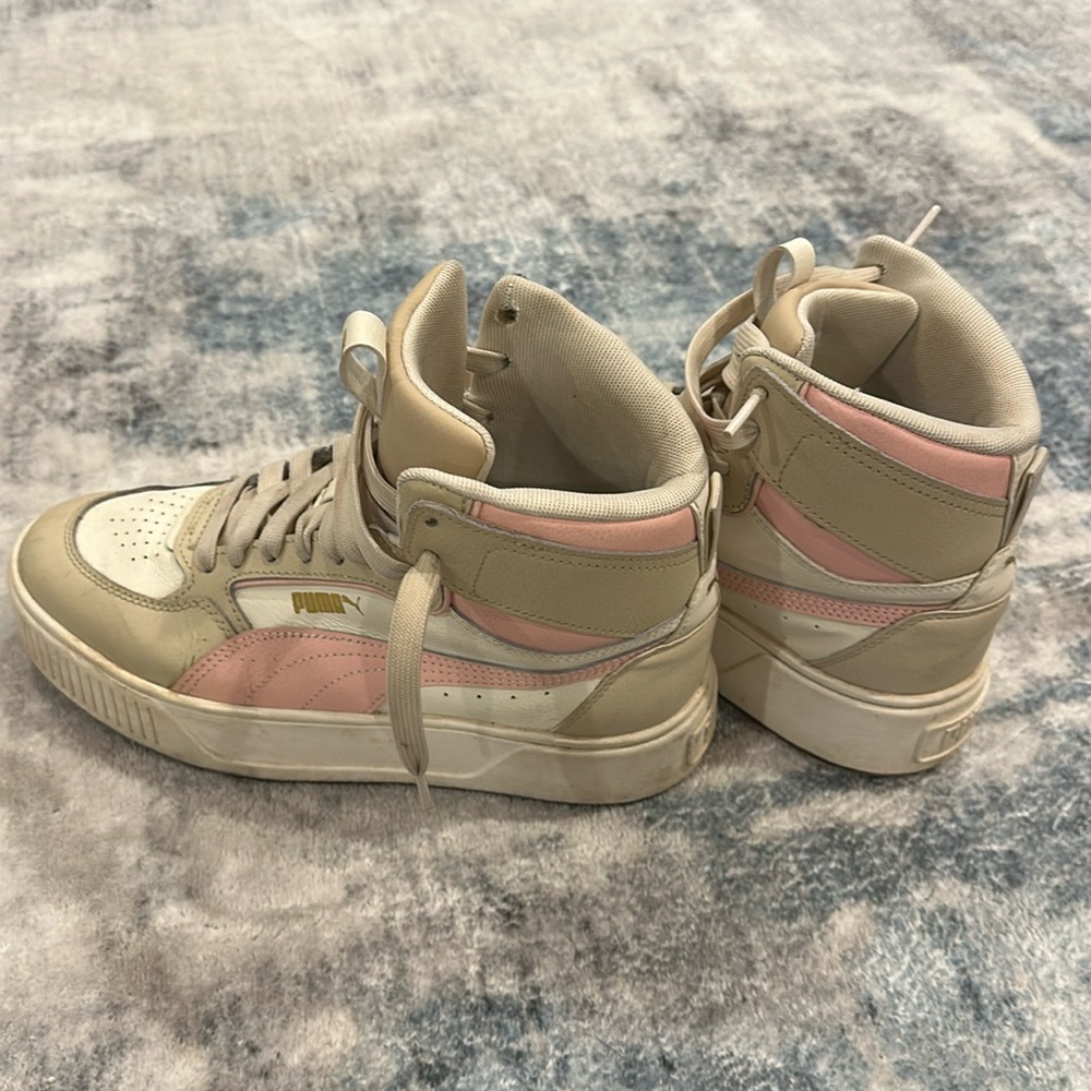 PUMA WOMEN'S KARMEN REBELLE HIGH TOP SNEAKERS, DUST ROSE GRANOLA, SIZE 8 NWOB